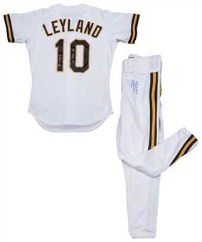 1996 Jim Leyland Game Used, Signed & Inscribed Pittsburgh Pirates Home Uniform - Jersey & Pants (Beckett)